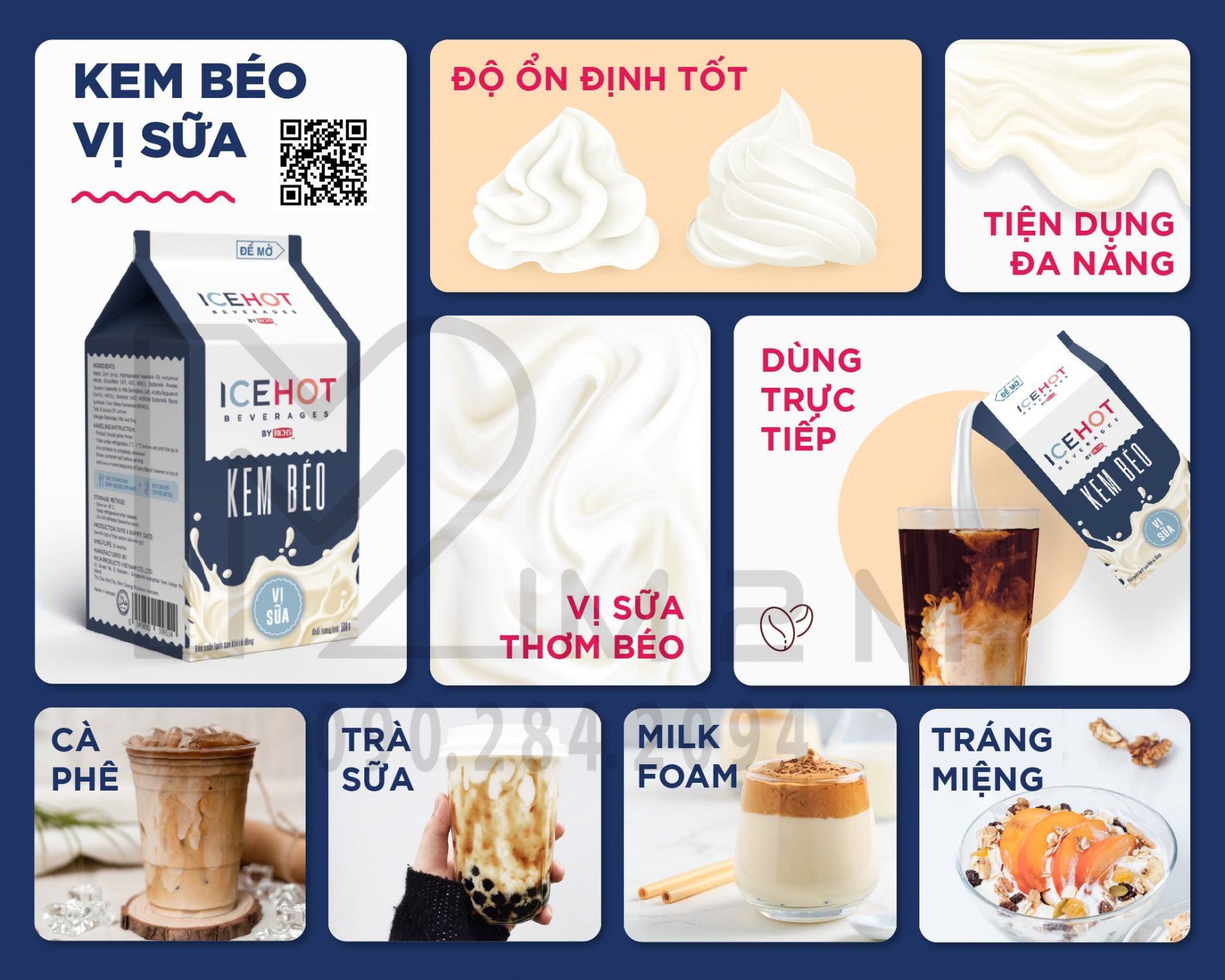 Kem Béo Vị Sữa IceHot Hộp 500g ( Mua 23 tặng 1 ) -3