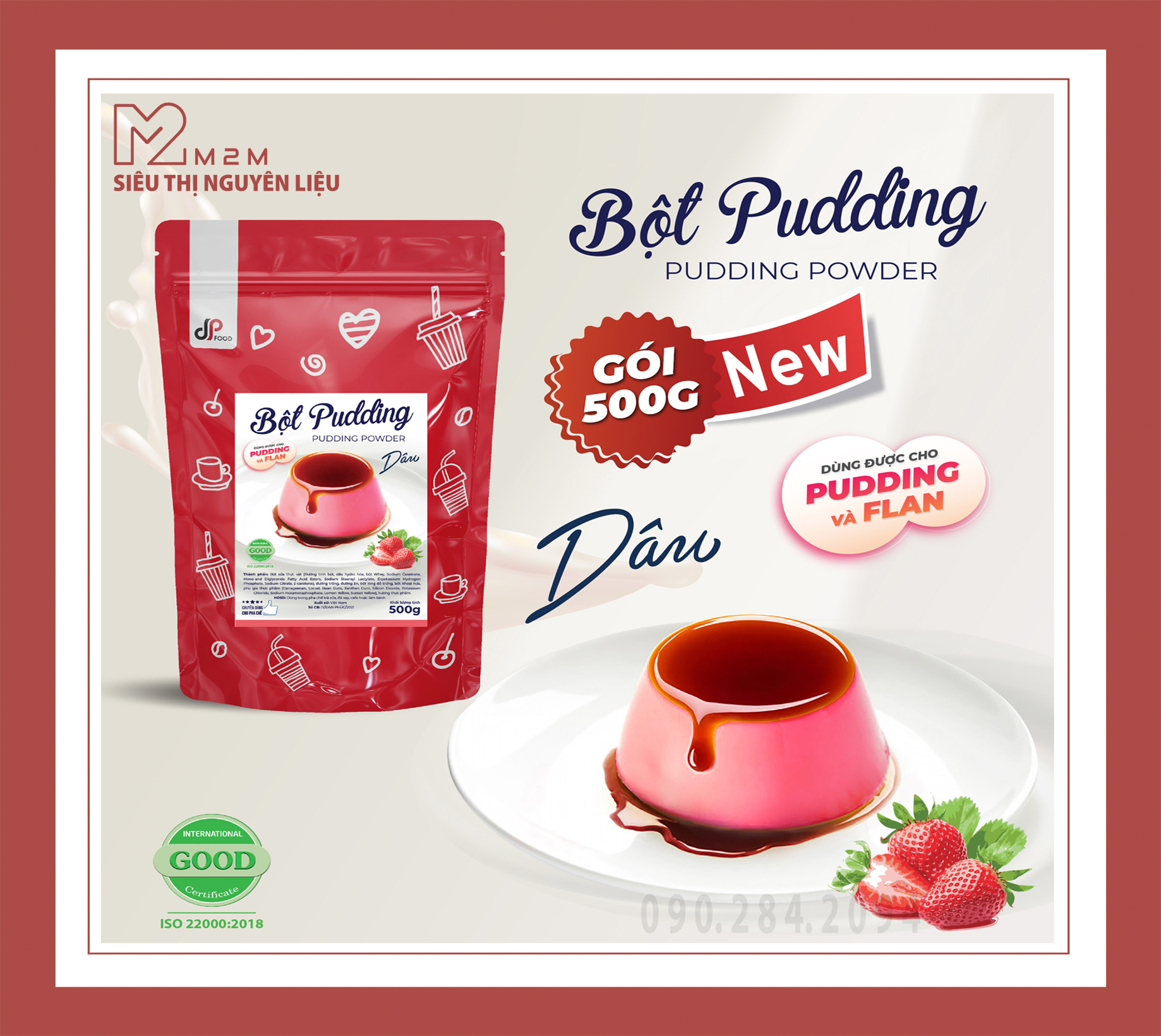 BỘT PUDDING DÂU DPFOOD