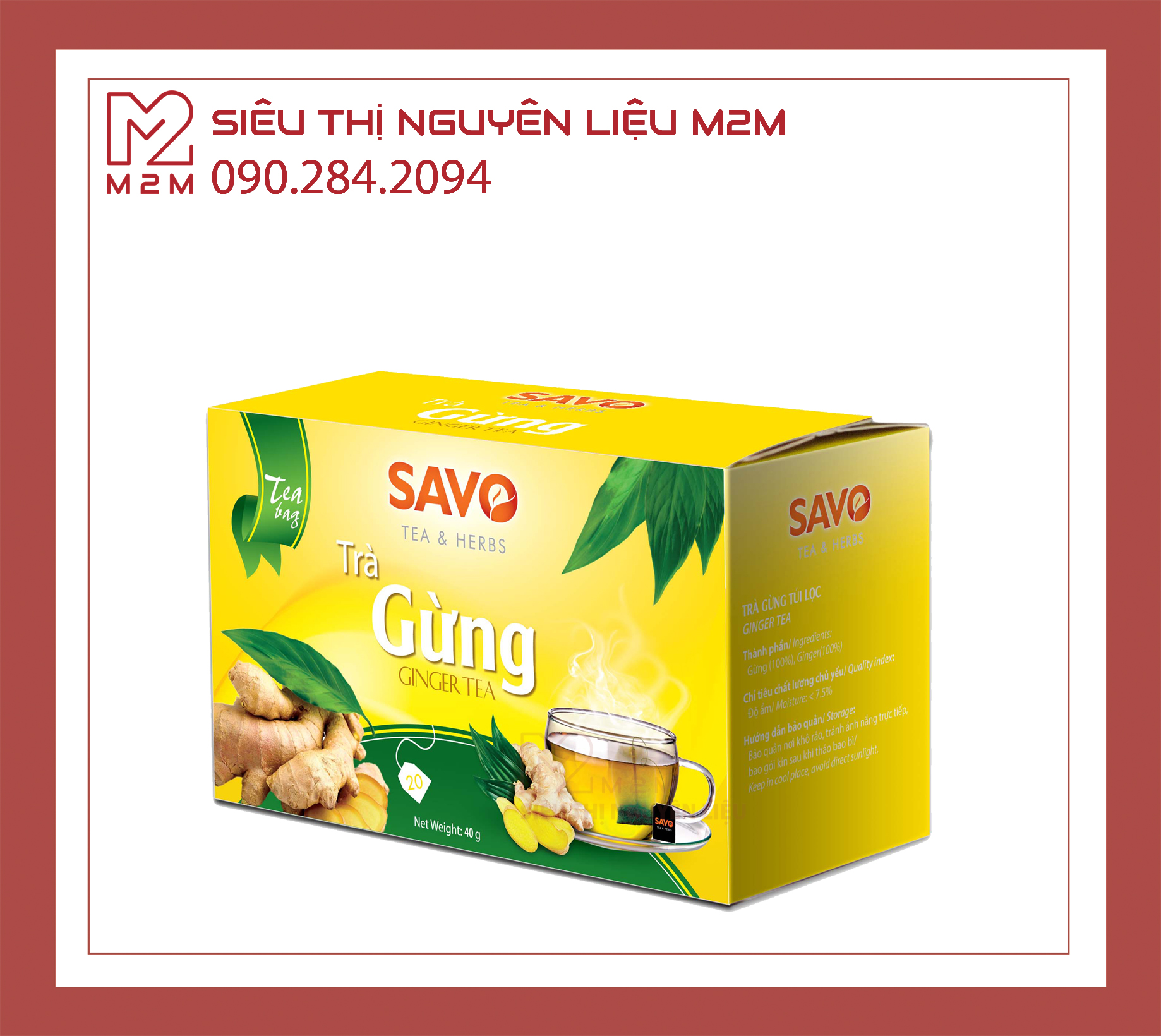 Trà Gừng Túi Lọc SAVO (20 gói x 2g)